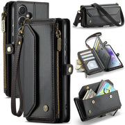 For Samsung Galaxy A55 5G CaseMe C36 Card Slots Zipper Wallet RFID Anti-theft Leather Phone Case(Black)