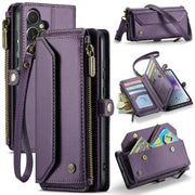 For Samsung Galaxy A55 5G CaseMe C36 Card Slots Zipper Wallet RFID Anti-theft Leather Phone Case(Purple)