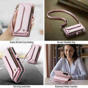 For Samsung Galaxy A55 5G CaseMe C36 Card Slots Zipper Wallet RFID Anti-theft Leather Phone Case(Pink)