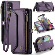For Samsung Galaxy A71 4G CaseMe C36 Card Slots Zipper Wallet RFID Anti-theft Leather Phone Case(Purple)