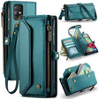 For Samsung Galaxy A71 4G CaseMe C36 Card Slots Zipper Wallet RFID Anti-theft Leather Phone Case(Blue-green) - free shipping - PMC Jewellery - Order now!