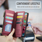 For Samsung Galaxy A71 4G CaseMe C36 Card Slots Zipper Wallet RFID Anti-theft Leather Phone Case(Wine Red)