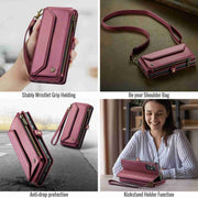 For Samsung Galaxy A71 4G CaseMe C36 Card Slots Zipper Wallet RFID Anti-theft Leather Phone Case(Wine Red)