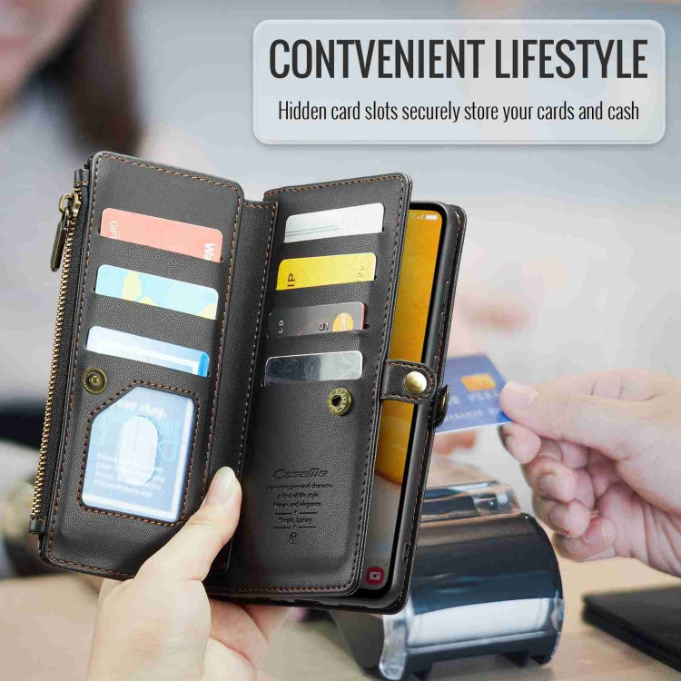 For Samsung Galaxy A72 CaseMe C36 Card Slots Zipper Wallet RFID Anti-theft Leather Phone Case(Black)