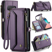 For Samsung Galaxy S10+ CaseMe C36 Card Slots Zipper Wallet RFID Anti-theft Leather Phone Case(Purple)