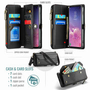 For Samsung Galaxy S10 CaseMe C36 Card Slots Zipper Wallet RFID Anti-theft Leather Phone Case(Black)