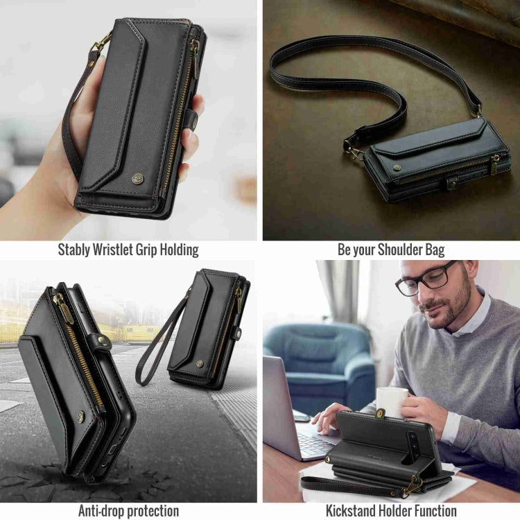 For Samsung Galaxy S10 CaseMe C36 Card Slots Zipper Wallet RFID Anti-theft Leather Phone Case(Black) - free shipping - PMC Jewellery - Order now!