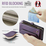 For Samsung Galaxy S10 CaseMe C36 Card Slots Zipper Wallet RFID Anti-theft Leather Phone Case(Purple)