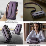 For Samsung Galaxy S10 CaseMe C36 Card Slots Zipper Wallet RFID Anti-theft Leather Phone Case(Purple)