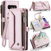 For Samsung Galaxy S10 CaseMe C36 Card Slots Zipper Wallet RFID Anti-theft Leather Phone Case(Pink)