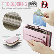 For Samsung Galaxy S10 CaseMe C36 Card Slots Zipper Wallet RFID Anti-theft Leather Phone Case(Pink)