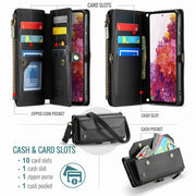 For Samsung Galaxy S20 FE CaseMe C36 Card Slots Zipper Wallet RFID Anti-theft Leather Phone Case(Black)