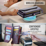 For Samsung Galaxy S20 FE CaseMe C36 Card Slots Zipper Wallet RFID Anti-theft Leather Phone Case(Purple)