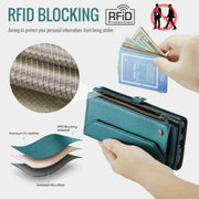 For Samsung Galaxy S20 FE CaseMe C36 Card Slots Zipper Wallet RFID Anti-theft Leather Phone Case(Blue-green)