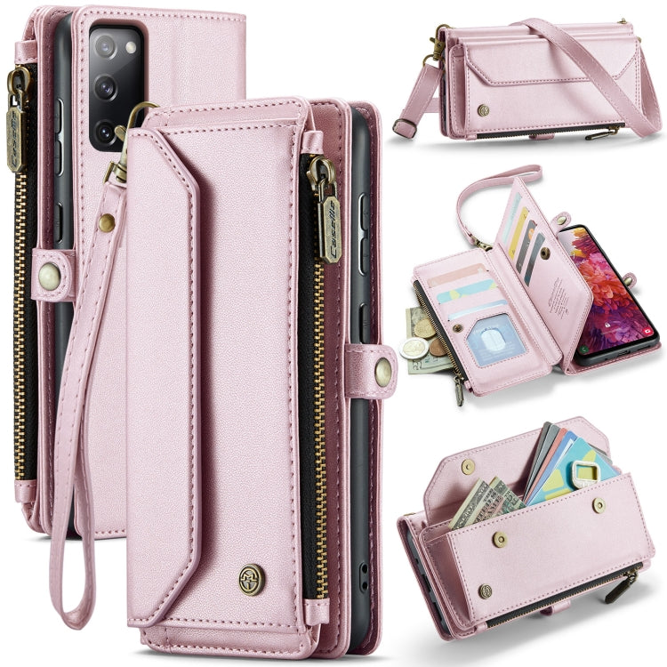 For Samsung Galaxy S20 FE CaseMe C36 Card Slots Zipper Wallet RFID Anti-theft Leather Phone Case(Pink) - free shipping - PMC Jewellery - Order now!