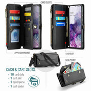 For Samsung Galaxy S20+ CaseMe C36 Card Slots Zipper Wallet RFID Anti-theft Leather Phone Case(Black)