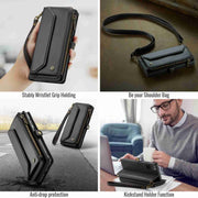 For Samsung Galaxy S20+ CaseMe C36 Card Slots Zipper Wallet RFID Anti-theft Leather Phone Case(Black)
