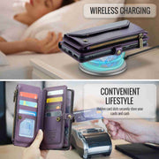 For Samsung Galaxy S20+ CaseMe C36 Card Slots Zipper Wallet RFID Anti-theft Leather Phone Case(Purple)