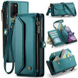 For Samsung Galaxy S20+ CaseMe C36 Card Slots Zipper Wallet RFID Anti-theft Leather Phone Case(Blue-green) - free shipping - PMC Jewellery - Order now!