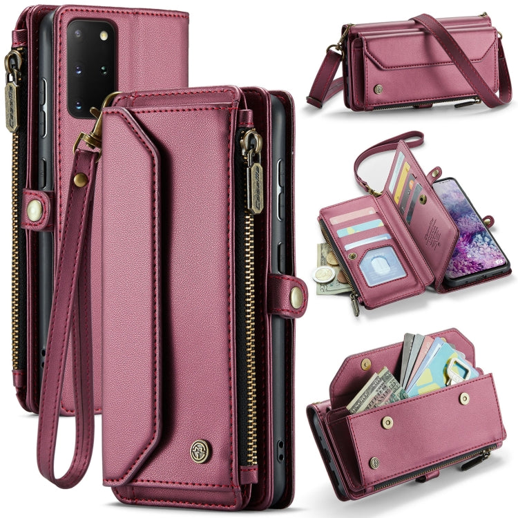 For Samsung Galaxy S20+ CaseMe C36 Card Slots Zipper Wallet RFID Anti-theft Leather Phone Case(Wine Red) - free shipping - PMC Jewellery - Order now!