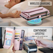 For Samsung Galaxy S20+ CaseMe C36 Card Slots Zipper Wallet RFID Anti-theft Leather Phone Case(Pink)