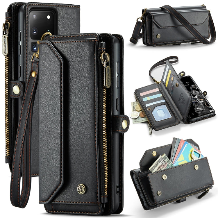 For Samsung Galaxy S20 Ultra CaseMe C36 Card Slots Zipper Wallet RFID Anti-theft Leather Phone Case(Black) - free shipping - PMC Jewellery - Order now!