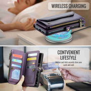 For Samsung Galaxy S20 Ultra CaseMe C36 Card Slots Zipper Wallet RFID Anti-theft Leather Phone Case(Purple)