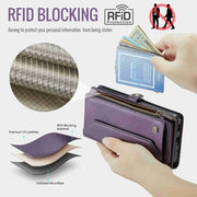 For Samsung Galaxy S20 Ultra CaseMe C36 Card Slots Zipper Wallet RFID Anti-theft Leather Phone Case(Purple)