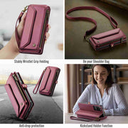 For Samsung Galaxy S20 Ultra CaseMe C36 Card Slots Zipper Wallet RFID Anti-theft Leather Phone Case(Wine Red)