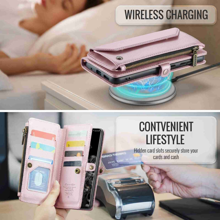 For Samsung Galaxy S20 Ultra CaseMe C36 Card Slots Zipper Wallet RFID Anti-theft Leather Phone Case(Pink)