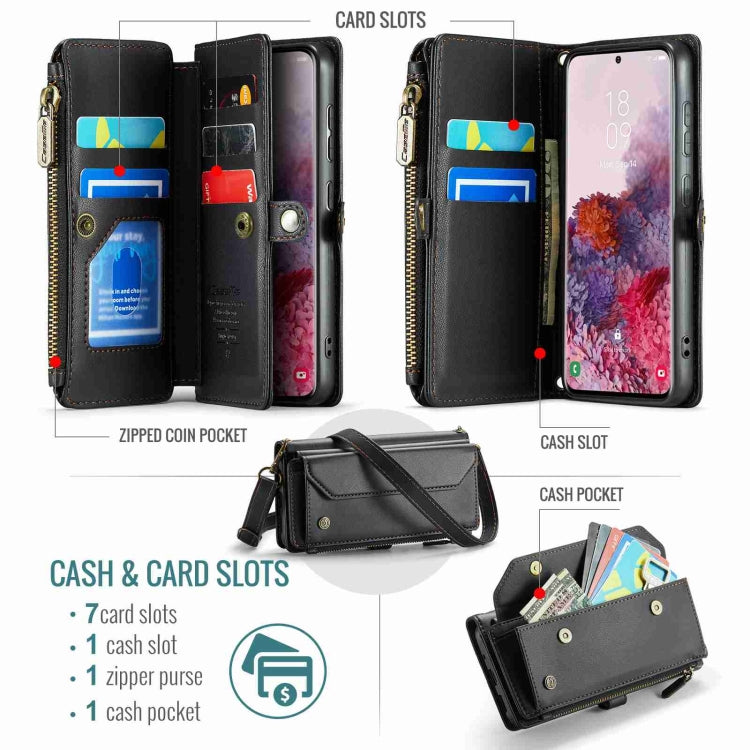 For Samsung Galaxy S20 CaseMe C36 Card Slots Zipper Wallet RFID Anti-theft Leather Phone Case(Black)
