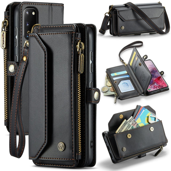 For Samsung Galaxy S20 CaseMe C36 Card Slots Zipper Wallet RFID Anti-theft Leather Phone Case(Black)