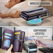 For Samsung Galaxy S20 CaseMe C36 Card Slots Zipper Wallet RFID Anti-theft Leather Phone Case(Purple)