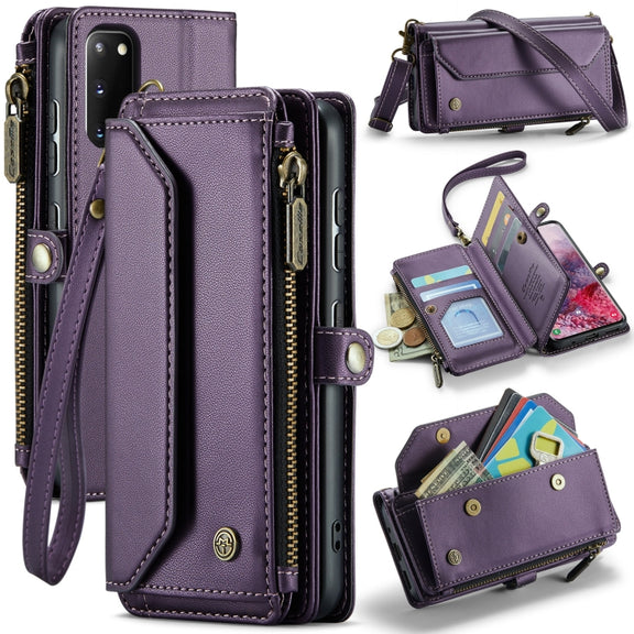 For Samsung Galaxy S20 CaseMe C36 Card Slots Zipper Wallet RFID Anti-theft Leather Phone Case(Purple)