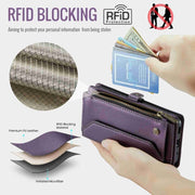 For Samsung Galaxy S20 CaseMe C36 Card Slots Zipper Wallet RFID Anti-theft Leather Phone Case(Purple)