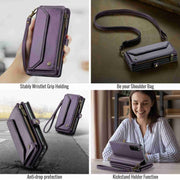 For Samsung Galaxy S20 CaseMe C36 Card Slots Zipper Wallet RFID Anti-theft Leather Phone Case(Purple)