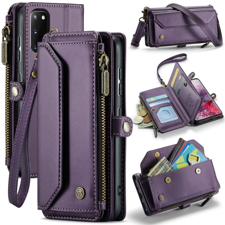 For Samsung Galaxy S20 CaseMe C36 Card Slots Zipper Wallet RFID Anti-theft Leather Phone Case(Purple) - free shipping - PMC Jewellery - Order now!