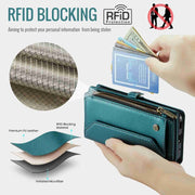 For Samsung Galaxy S20 CaseMe C36 Card Slots Zipper Wallet RFID Anti-theft Leather Phone Case(Blue-green)
