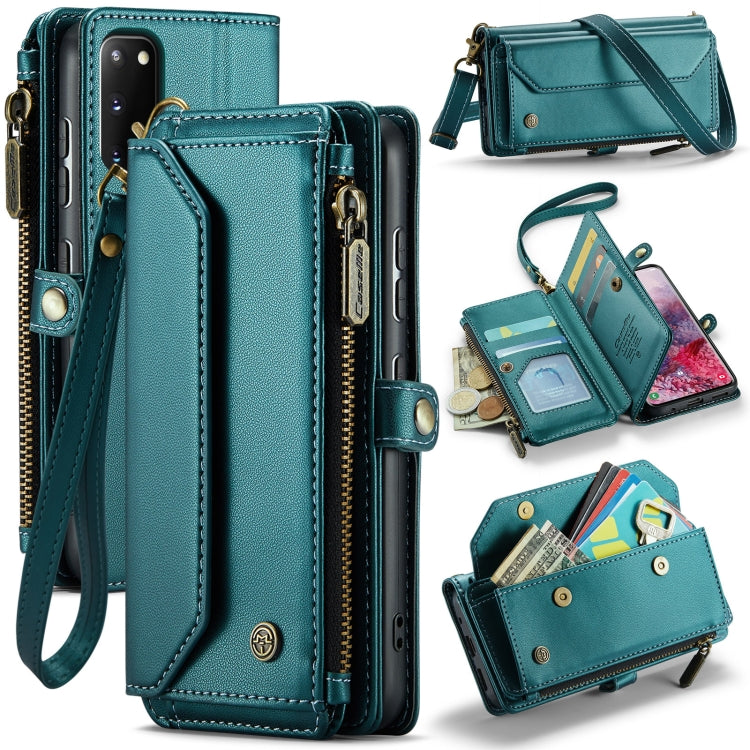 For Samsung Galaxy S20 CaseMe C36 Card Slots Zipper Wallet RFID Anti-theft Leather Phone Case(Blue-green) - free shipping - PMC Jewellery - Order now!