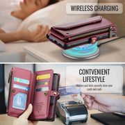For Samsung Galaxy S20 CaseMe C36 Card Slots Zipper Wallet RFID Anti-theft Leather Phone Case(Wine Red)