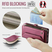 For Samsung Galaxy S20 CaseMe C36 Card Slots Zipper Wallet RFID Anti-theft Leather Phone Case(Wine Red)