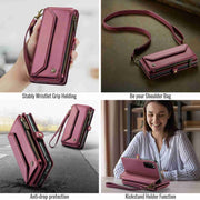 For Samsung Galaxy S20 CaseMe C36 Card Slots Zipper Wallet RFID Anti-theft Leather Phone Case(Wine Red)