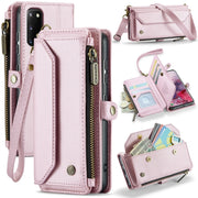 For Samsung Galaxy S20 CaseMe C36 Card Slots Zipper Wallet RFID Anti-theft Leather Phone Case(Pink)