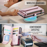 For Samsung Galaxy S20 CaseMe C36 Card Slots Zipper Wallet RFID Anti-theft Leather Phone Case(Pink)