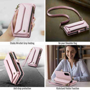 For Samsung Galaxy S20 CaseMe C36 Card Slots Zipper Wallet RFID Anti-theft Leather Phone Case(Pink)