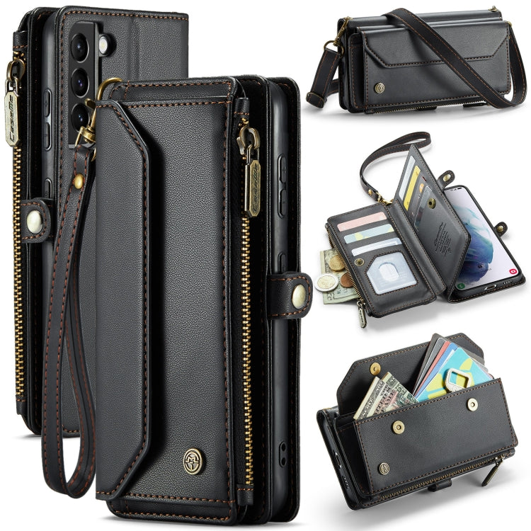 For Samsung Galaxy S21+ 5G CaseMe C36 Card Slots Zipper Wallet RFID Anti-theft Leather Phone Case(Black) - free shipping - PMC Jewellery - Order now!