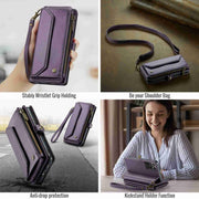 For Samsung Galaxy S21 Ultra 5G CaseMe C36 Card Slots Zipper Wallet RFID Anti-theft Leather Phone Case(Purple)