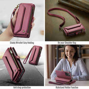 For Samsung Galaxy S21 Ultra 5G CaseMe C36 Card Slots Zipper Wallet RFID Anti-theft Leather Phone Case(Wine Red)