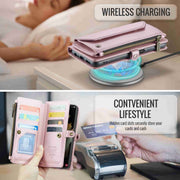 For Samsung Galaxy S21 Ultra 5G CaseMe C36 Card Slots Zipper Wallet RFID Anti-theft Leather Phone Case(Pink)