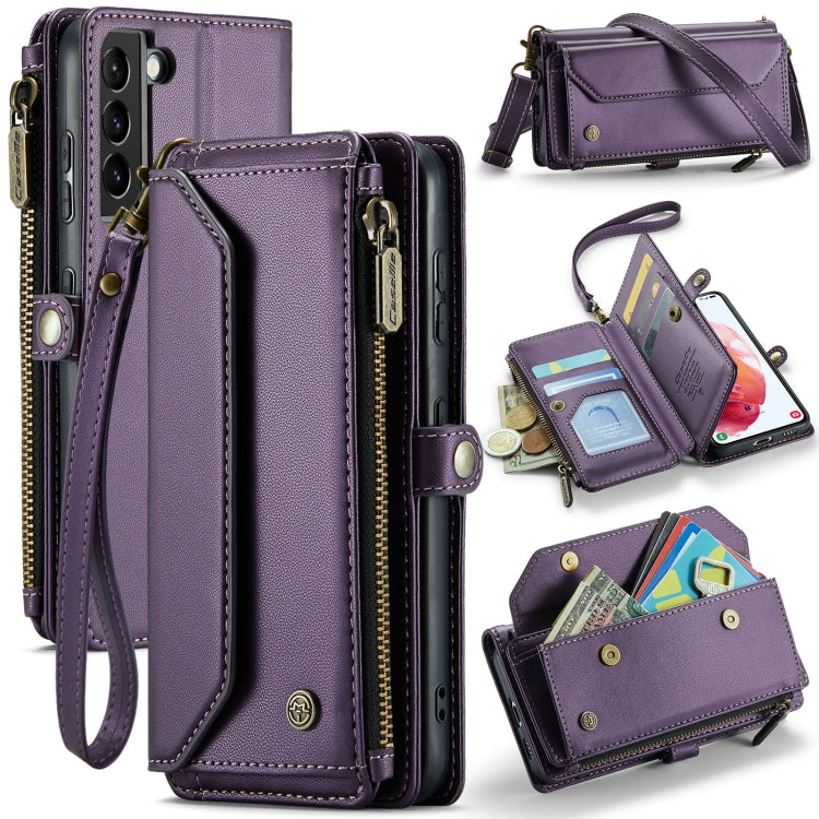 For Samsung Galaxy S21 5G CaseMe C36 Card Slots Zipper Wallet RFID Anti-theft Leather Phone Case(Purple) - free shipping - PMC Jewellery - Order now!